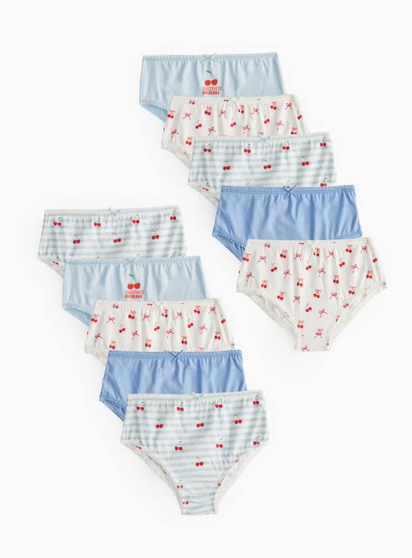 Blue Cherry Printed Knickers 10 Pack 11-12 years